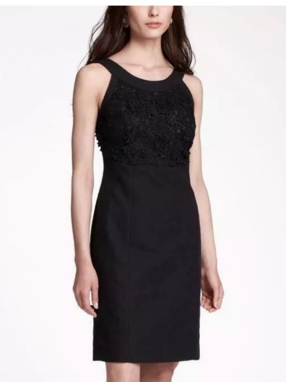 Anthropologie Linen Blend Black Floral Appliqué Dress Size 8